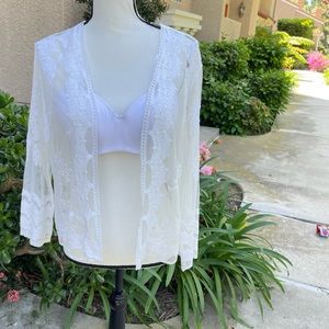 NWT Bella France delicate lace and embroidery crop dress cover ivory Medium